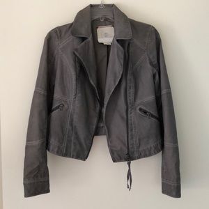 Anthropologie Hei Hei Gray Leather Jacket Sz XS
